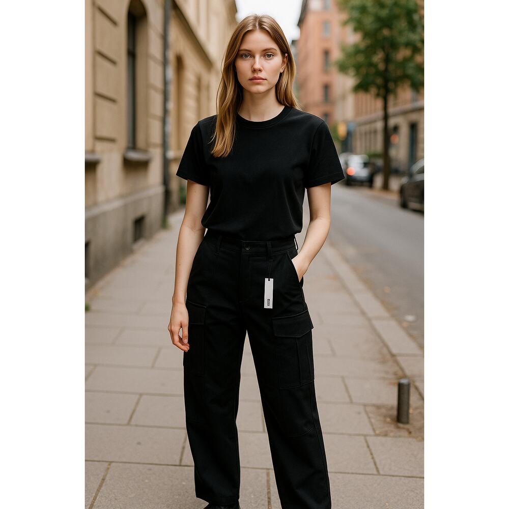 SANCTUARY Pants Size 27 NEW Black Slacks Level Up Cargo Wide Leg